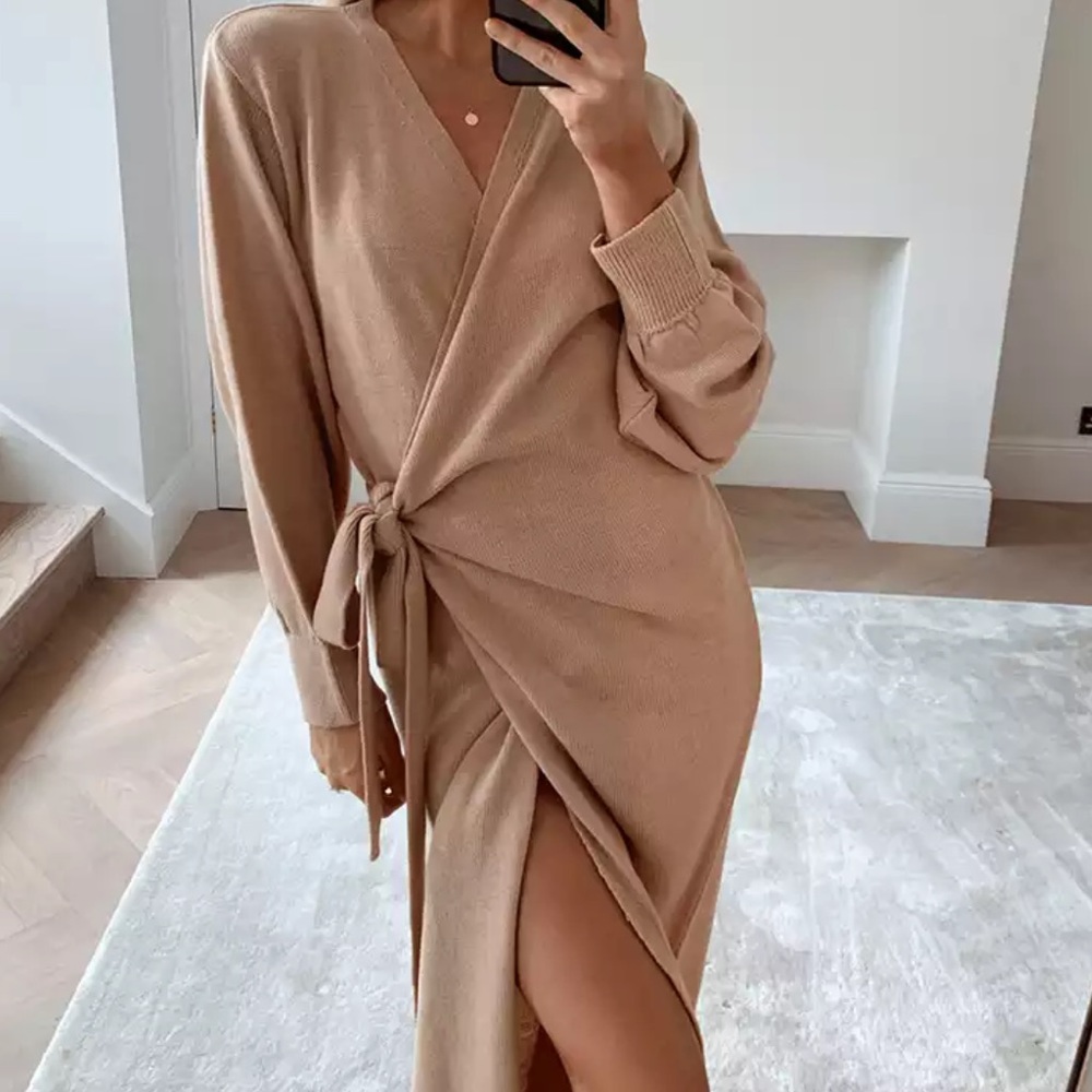 NEW Cardigan wrap womens knit soft maxi w belt L/XL tam creme casual